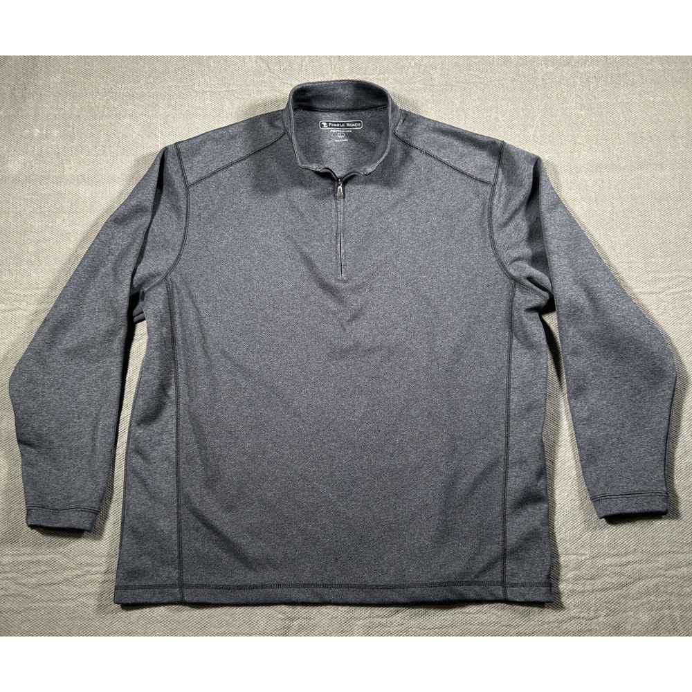 Pebble Beach Mens 1/4 Zip Performance Pullover Gray Sz XL